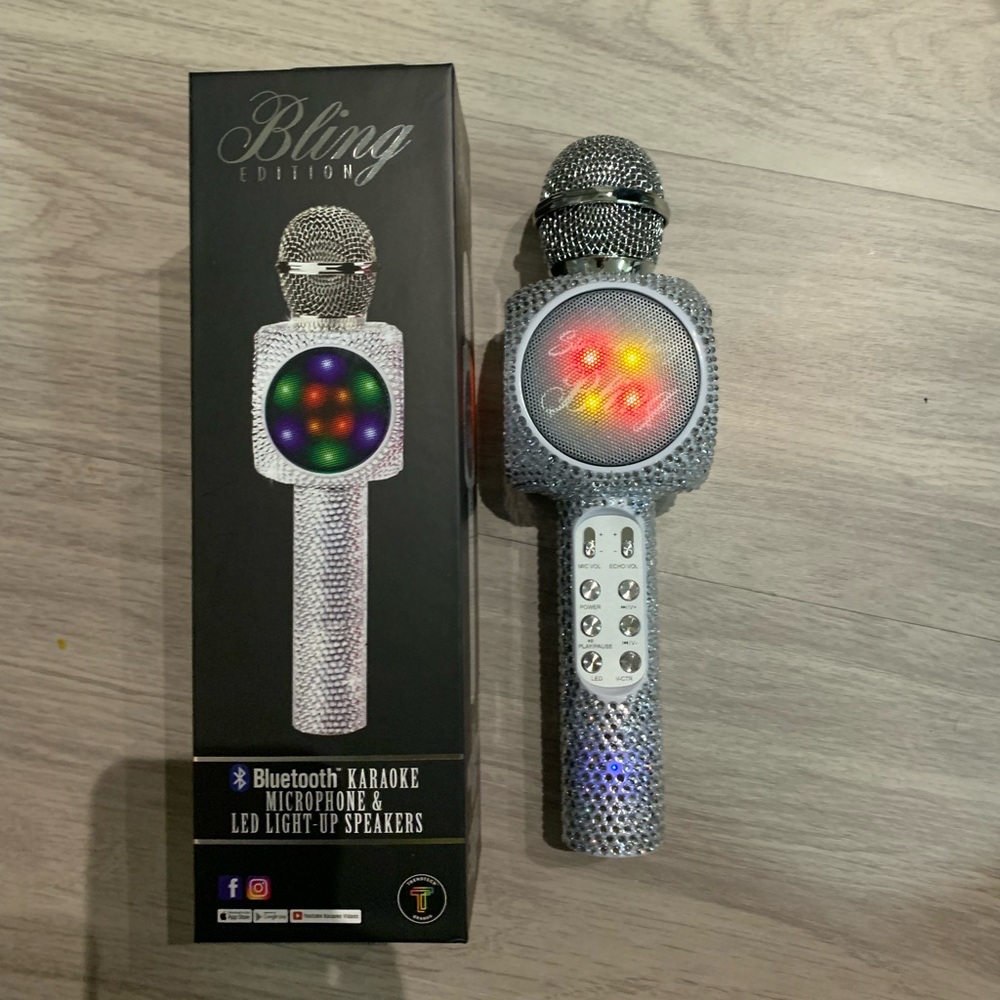 Bluetooth Karaoke Bling Silver Microphone